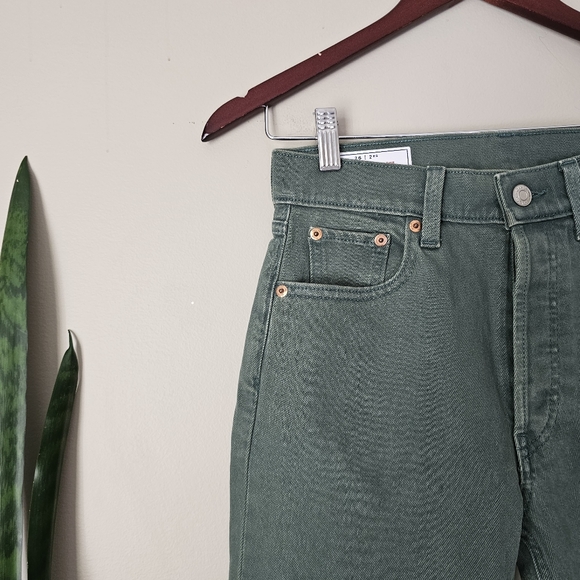 Sage Green Cheeky Straight High Rise Raw Hem Denim Jeans - GAP - Picture 4 of 5
